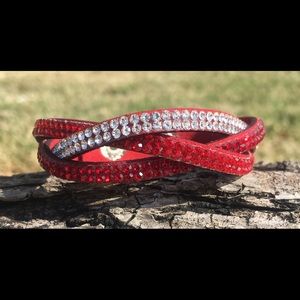 Red Rhinestone Wrap Bracelet